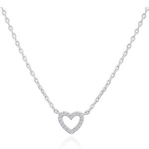 14K Gold Plated Cubic Zirconia Heart Necklace,Cute Dainty Love Pendant Necklaces